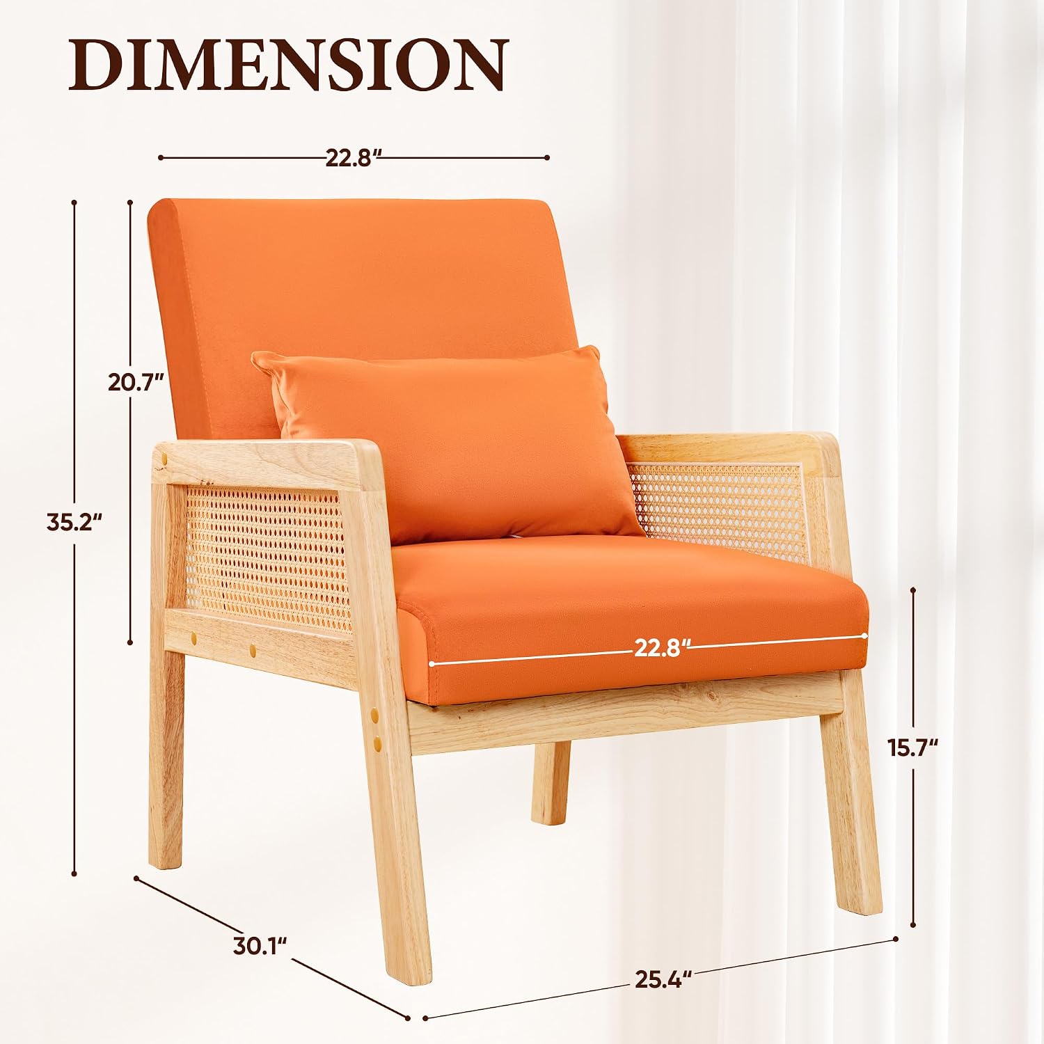 Rattan Accent Chair, Upholstered Lounge Seat with Wooden Frame - Image 2